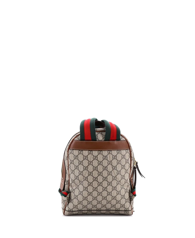 Pre-Owned Gucci Small Zip Pocket Backpack Embroidered Gg Coated Canvas