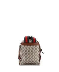 Pre-Owned Gucci Small Zip Pocket Backpack Embroidered Gg Coated Canvas