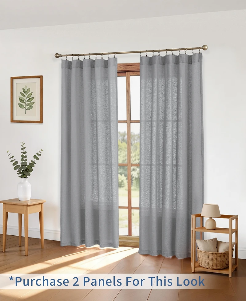 Boucle Light Filtering Back Tab Single Curtain Panel, 52"X96"