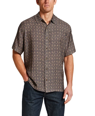 Vintage & Black Men's Short-Sleeve Petal Print Shirt