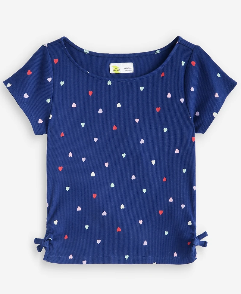 Epic Threads Girls' 5-20 Hearts-Print Ribbed Tee, Macy's Exclusive