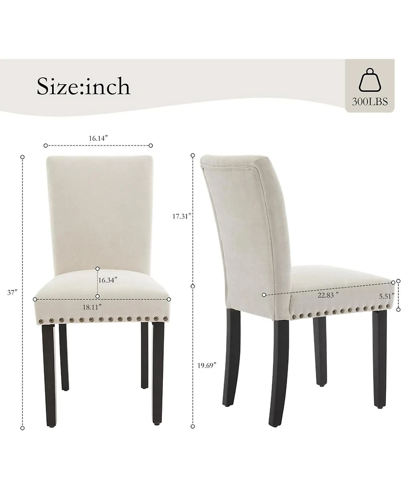 gaomon Dining Chairs Set of 4 Upholstered Parsons Diner Room Chair Sets Fabric Kitchen with Nailhead Trim/Solid Wood Legs