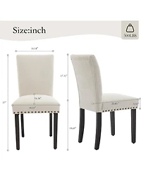 gaomon Dining Chairs Set of 4 Upholstered Parsons Diner Room Chair Sets Fabric Kitchen with Nailhead Trim/Solid Wood Legs