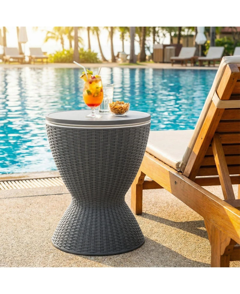 Gouun Height-Adjustable Outdoor Cooler Bar Table with 8-Gallon Ice Bucket Storage