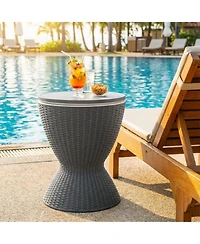 Gouun Height-Adjustable Outdoor Cooler Bar Table with 8-Gallon Ice Bucket Storage