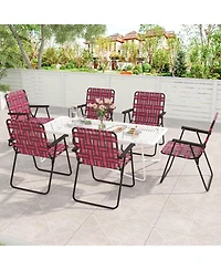 GOUUNSet of 4 Folding Steel and Pe Webbing Beach Chairs, 265 lbs Capacity Each