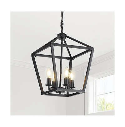 16-inch Modern Matte Black Iron Chandelier