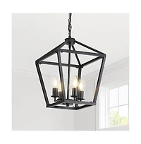 16-inch Modern Matte Black Iron Chandelier