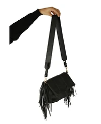 Carlos Falchi Large Fringe Leather Crossbody Messenger