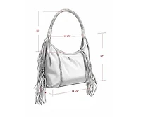 Carlos Falchi Fringe Leather Hobo Bag