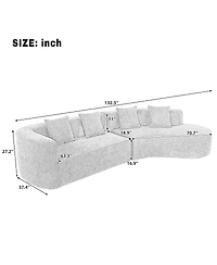 Streamdale Furniture Modern Curved Sectional Sofa with Pillows