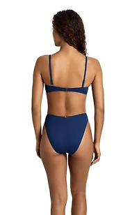 Lauren Ralph Lauren Women's Blue Saturn Shirred Underwire Bralette Swimsuit Top