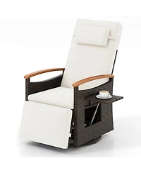 Gymax Set Of 2 Outdoor 360° Swivel Rattan Recliner Chair Patio Wicker Chaise Lounge Chair