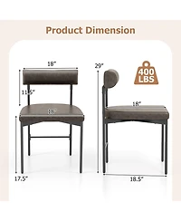 Gymax Dining Chair Set of Faux Leather Upholstered Kitchen Side Chair w/ Curved