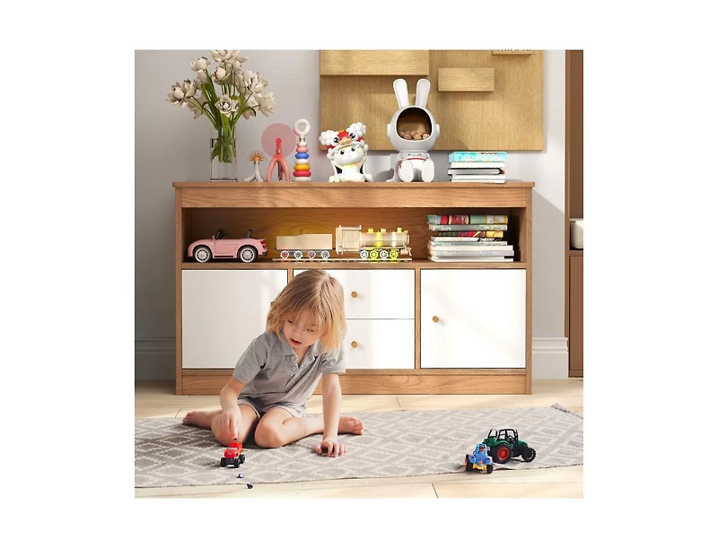 Slickblue Kids Toy Storage Organizer with Open Shelf and 2 Drawers