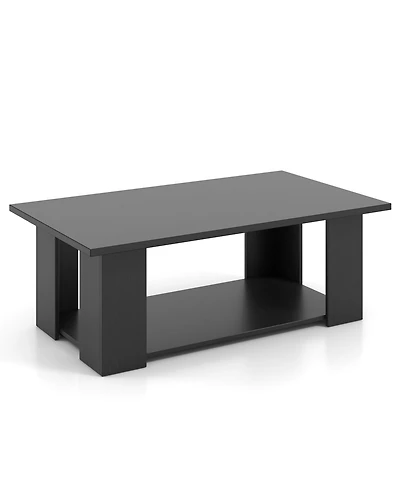 Large 2-Tier Modern Coffee Table with Storage Shelf for Living Room