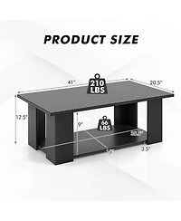 Large 2-Tier Modern Coffee Table with Storage Shelf for Living Room