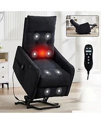 Boyel Living Faux Leather Power Lift Recliner Chair 155° with Massage Heat Usb for Indoor Elderly