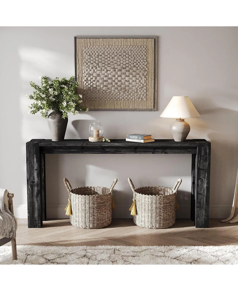 Tribesigns Solid Wood Console Table for Entryway, 70.9-Inch Extra Long Farmhouse Sofa Behind Couch