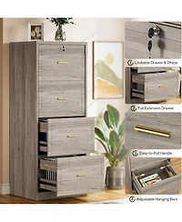 Tribesigns 4-Drawer File Cabinet, Vertical Filing Cabinet with Lock, Wood Storage Cabinet for Home Office,Locable File Cabinet for A4/F4/Letter/Legal