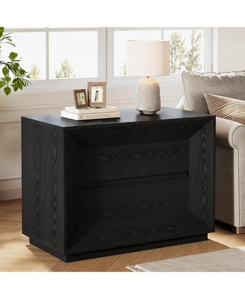 Tribesigns Nightstand, Large Night Stand with 2 Drawers, Oversized Nightstand Bedside Table Sofa End for Bedroom