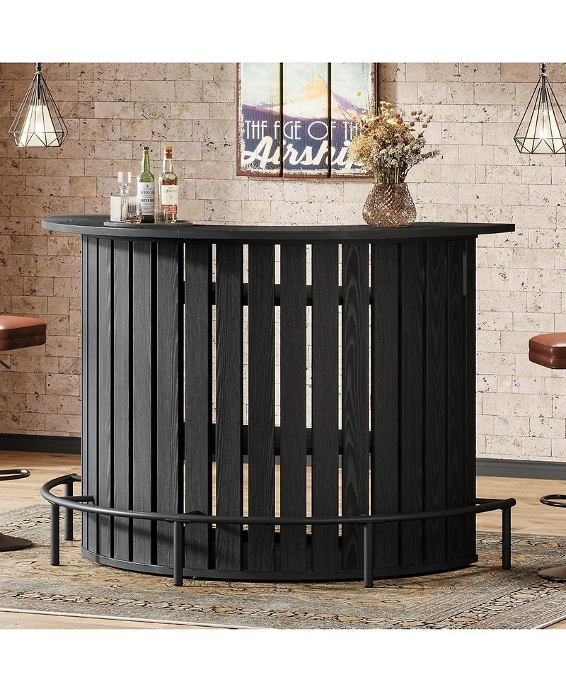Tribesigns 4-Tier Bar Table, 39.4" H Home Bar Unit with Footrest, Arc-Shaped Mini Bar Table, Modern Wine Bar Cabinet