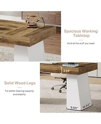Tribesigns 55" Executive Wooden Desk with Double Pedestal