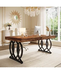 Tribesigns 63-Inch Executive Desk, Modern Office Computer Desk with Faux Marble Tabletop