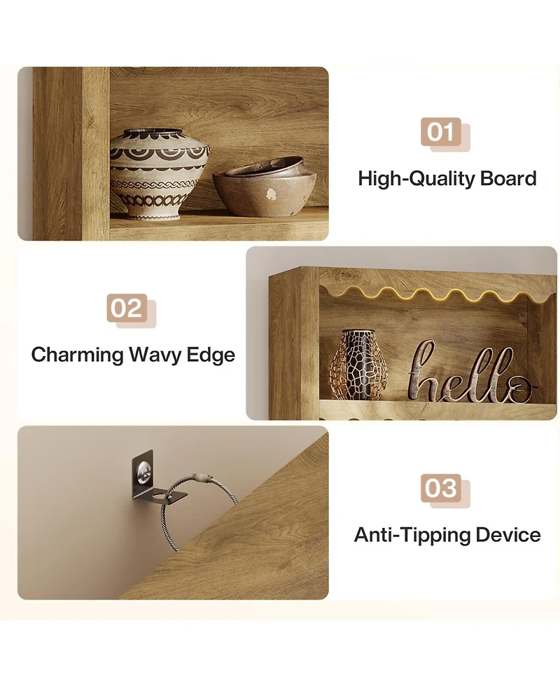 Tribesigns 5-Tier Open Bookcase, 70-Inch Tall Bookshelf with Scalloped Edges