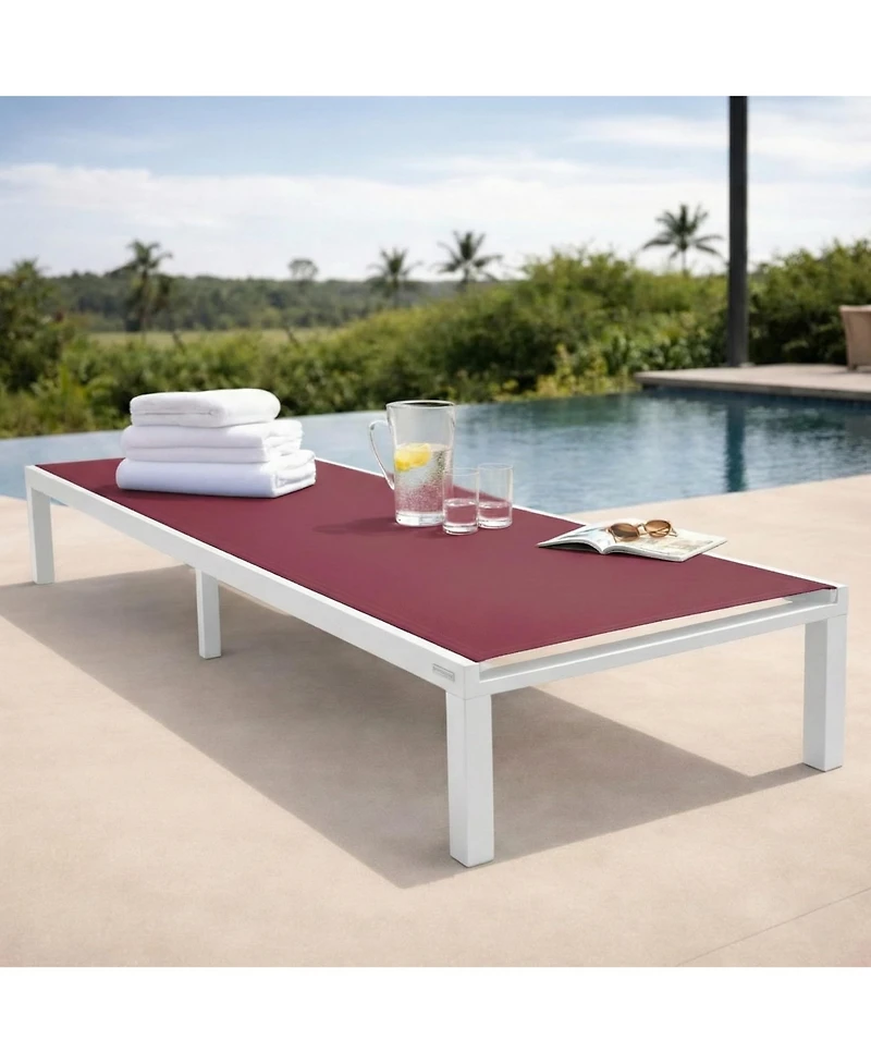 LeisureMod Marlin Patio Chaise Lounge Chair With Aluminum Frame