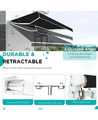 Aecojoy 13'x10' Manual Retractable Awning Sun Shade, Patio Canopy