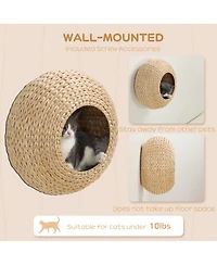 PawHut Wall Mounted Cat Condo with Washable Cushion,
