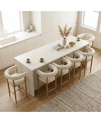 Maison Boucle 24" Boucle Counter Height Stools with Arms Set of 6, Kitchen Island