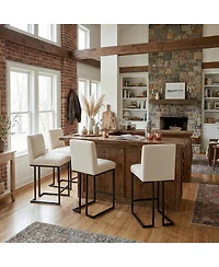 Maison Boucle 25" Upholstered Counter Height Stools Set of 4, Kitchen Island