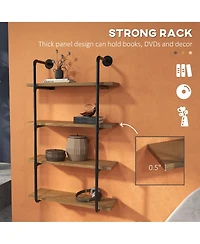 Homcom Industrial Multi-Tier Shelf Wall-Mounted Floating Shelf Utility Bookcase
