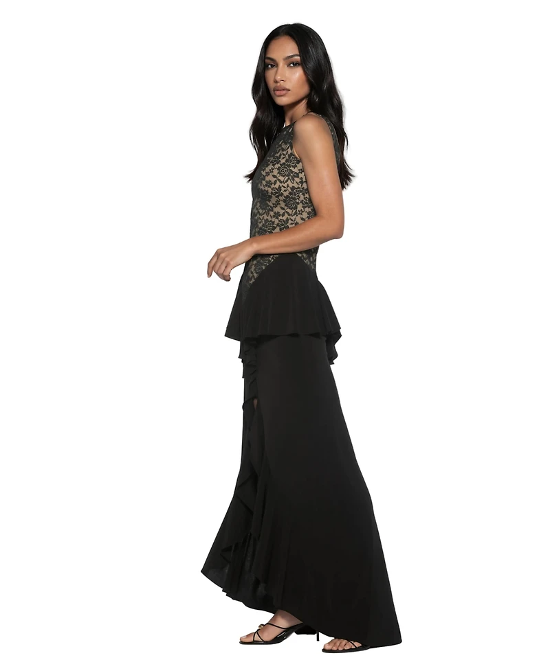 Alexia Admor Women's Perrin Boatneck Ruffle Gown