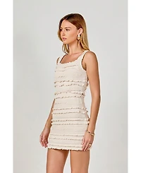 endless rose Women's Ruffled Detail Square Neck Mini Dress