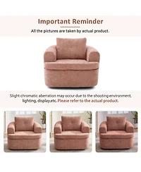 Rainsken 360degree(s) Swivel Barrel Accent Chair, Chenille Fabric Sofa Chair with Dual-Layer Cushion, 36.6" Round Swivel Chair for Living Room