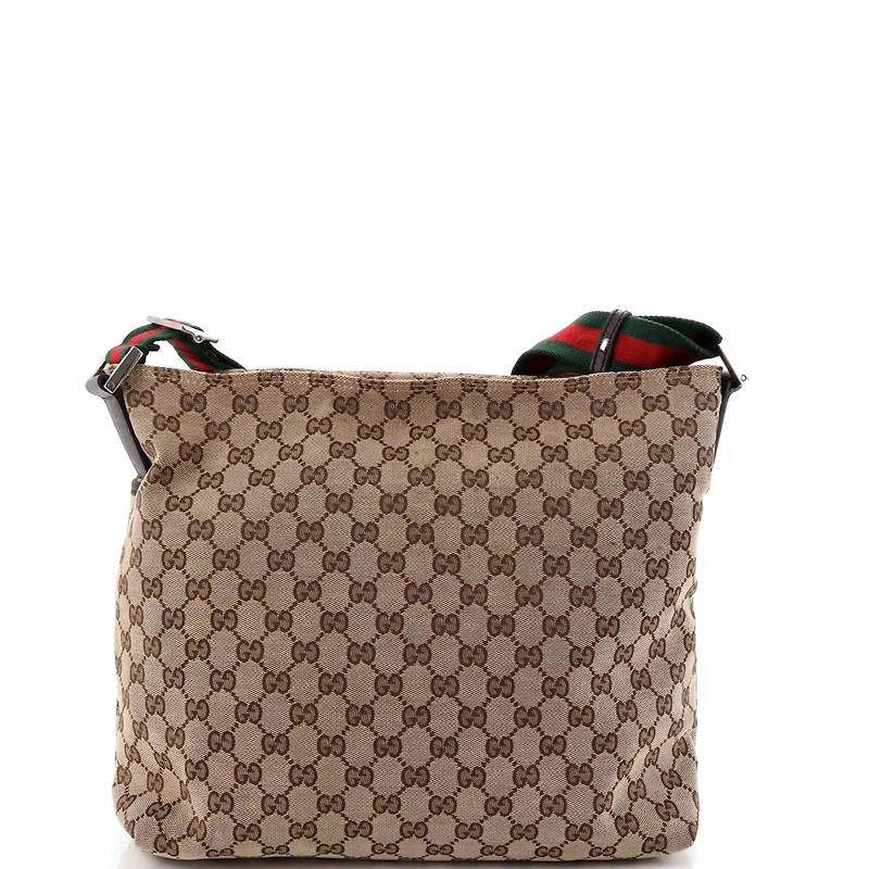 Pre-Owned Gucci Medium Front Pocket Web Messenger Gg Canvas