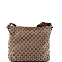 Pre-Owned Gucci Medium Front Pocket Web Messenger Gg Canvas