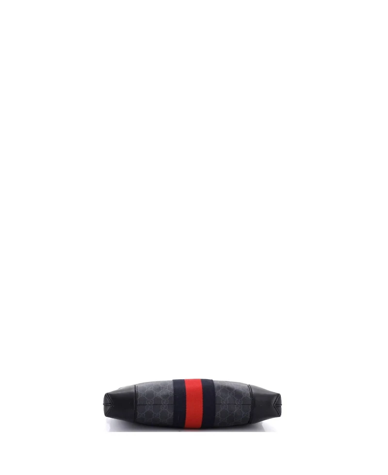 Pre-Owned Gucci Medium Web Zip Flat Messenger Gg Coated Canvas