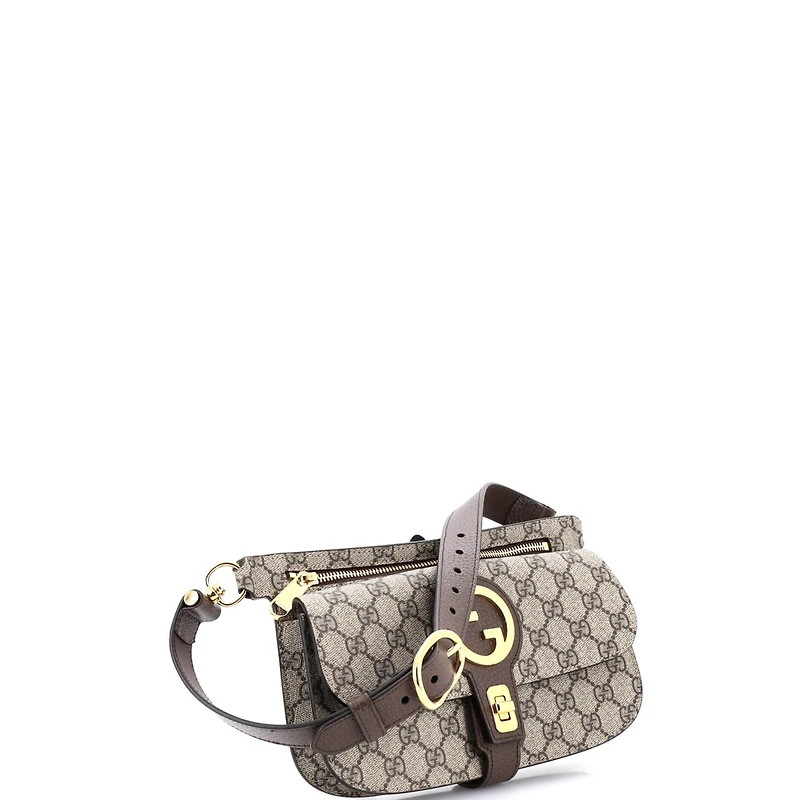 Pre-Owned Gucci Blondie Flap Pocket Belt Bag Gg Coated Canvas