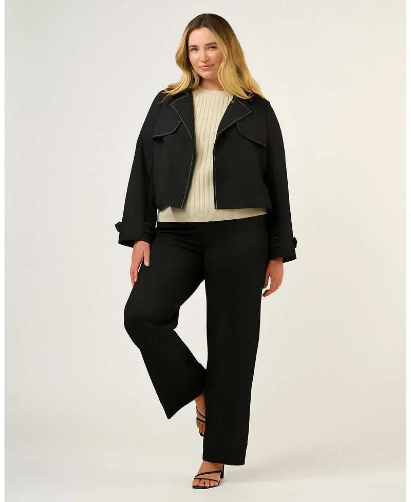Estelle Plus Jude Cropped Contract Stitch Trench Jacket