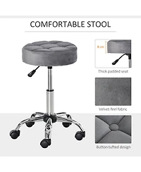 Homcom Round Vanity Stool with Height Adjustable Lift & Luxury Style Upholstery