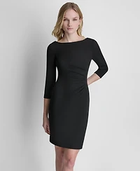 Dkny Women's Boat Neck Ruched Bodice Dress