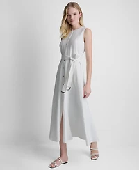 Dkny Women's Sleeveless Belted Midi Dress