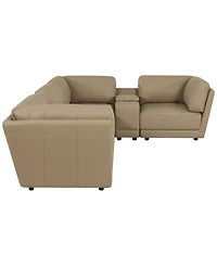 Versa 6-Pc. L-Shape Leather Sectional with 2 Consoles