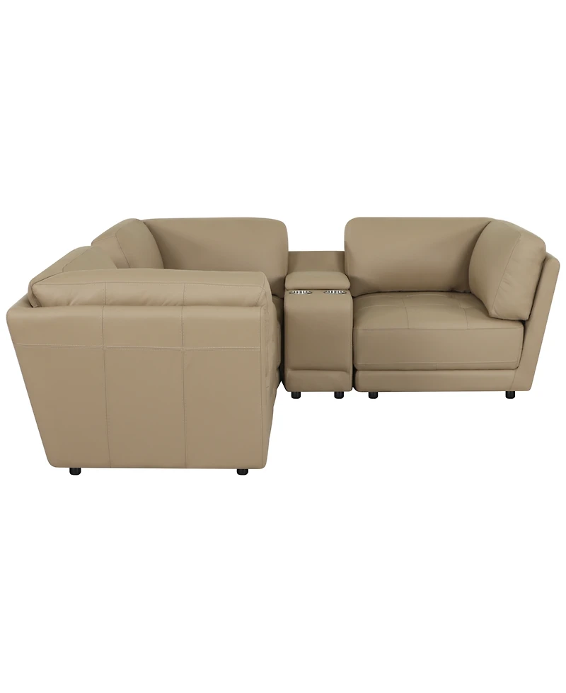 Versa 5-Pc. L-Shape Leather Sectional with 2 Consoles
