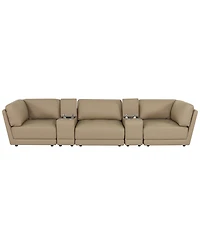 Versa 5-Pc. Leather Sofa with 2 Consoles