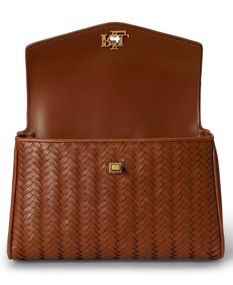 Lauren Ralph Lauren Farrah Woven Leather Small Satchel Handbag